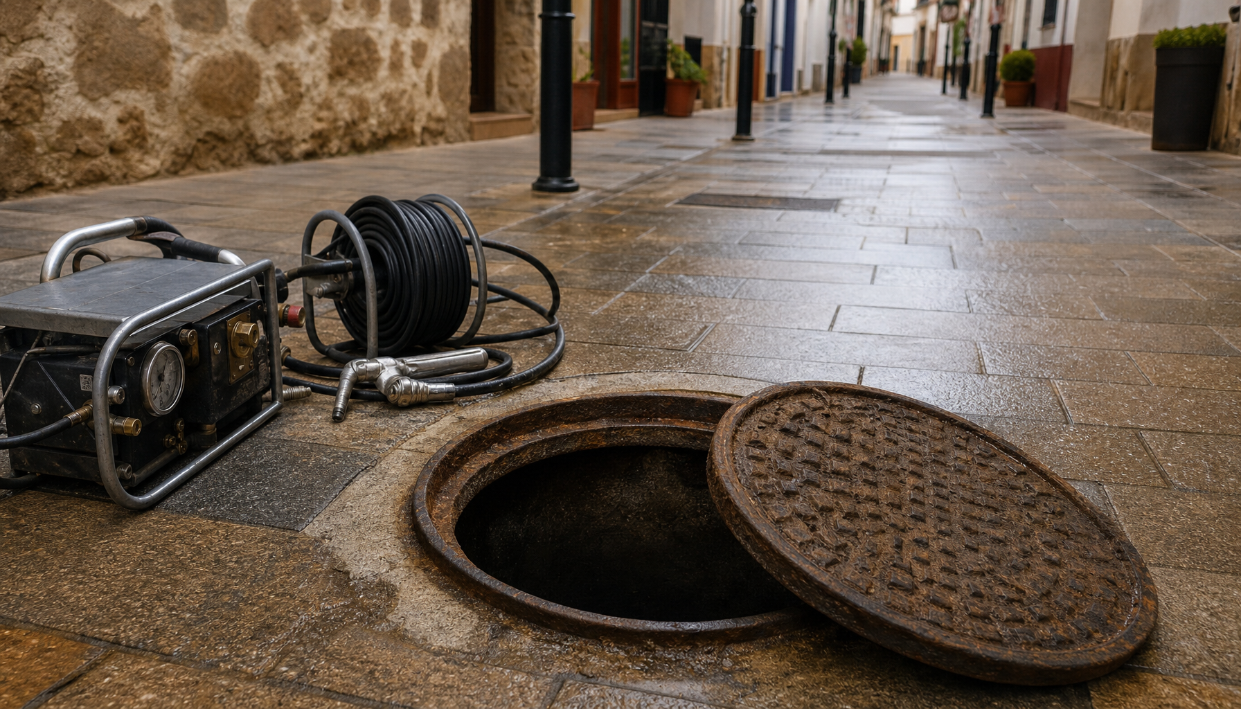 Limpieza de arqueta en la calle