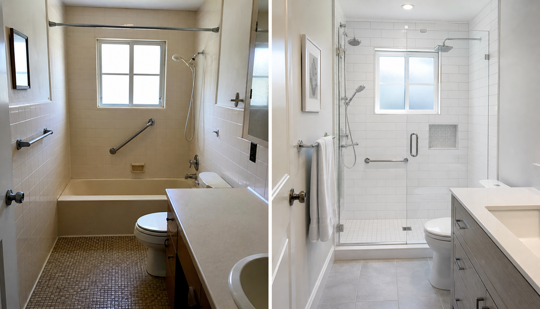Antes y después cambio bañera por ducha Nervión