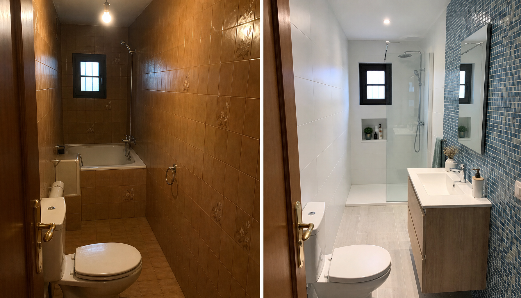Antes y después adaptación baño mayores Macarena